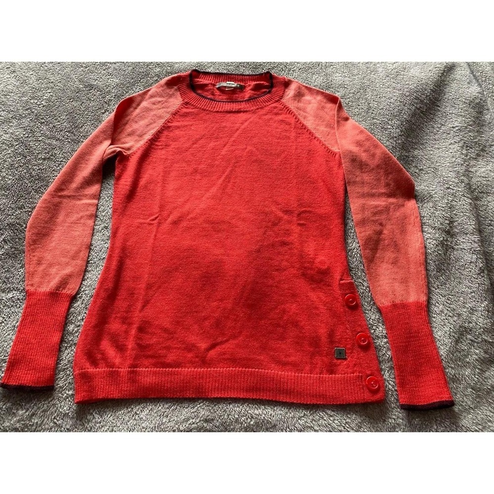 Smartwool Red Two-Tone Sweater Small Color Block Lightweight s54